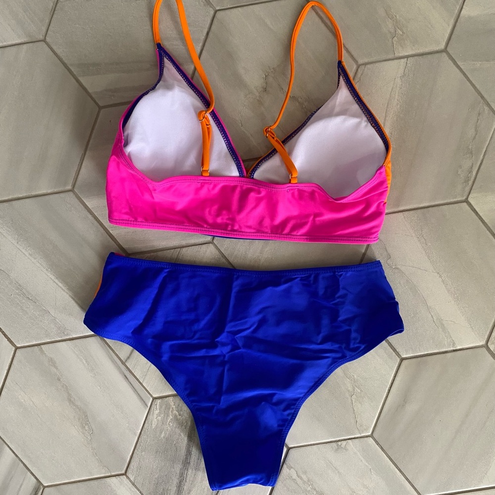 NWT Neon Color Block Bikini - Picture 4 of 8